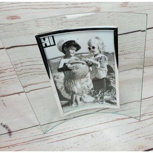Lasting Impressions Glass Curve Picture Frame Free Standing Photo Holder
